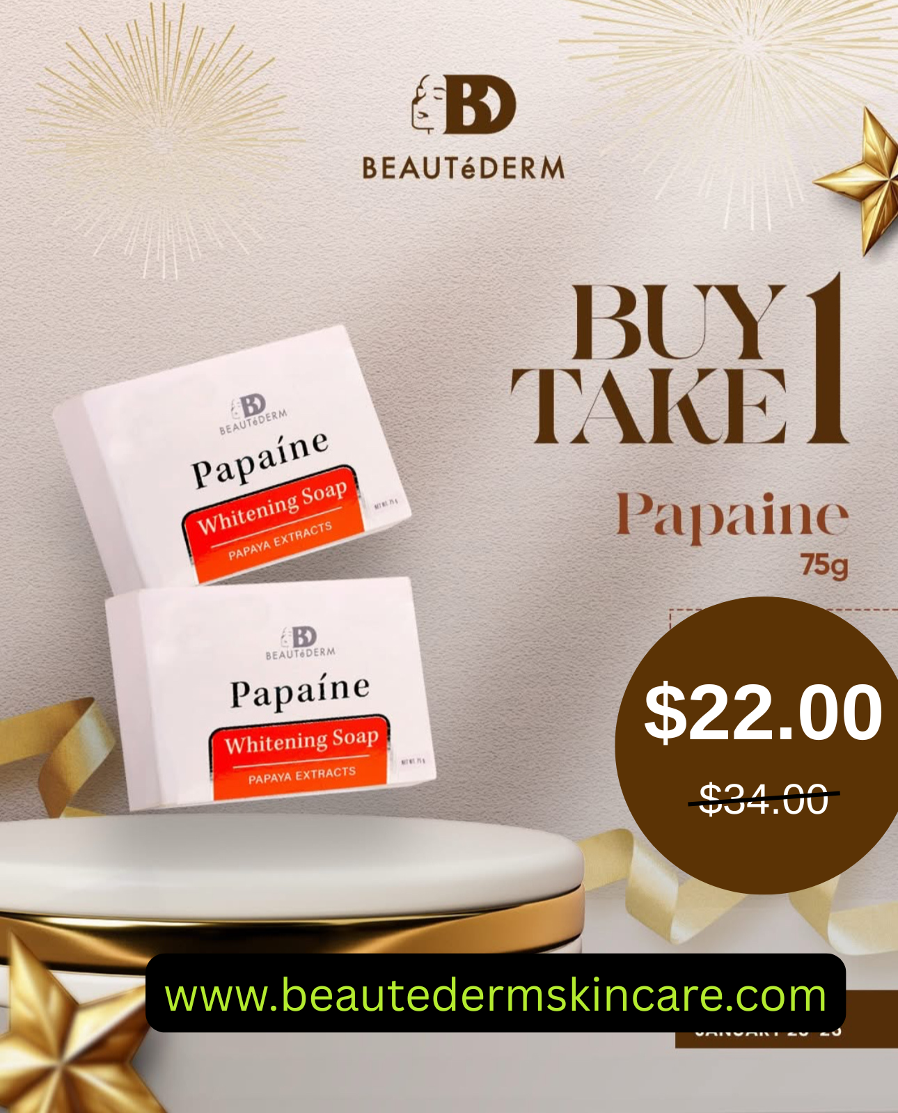 Buy1 Get1 Free- Papaine Soap with Orange & Papaya Extract (150g)