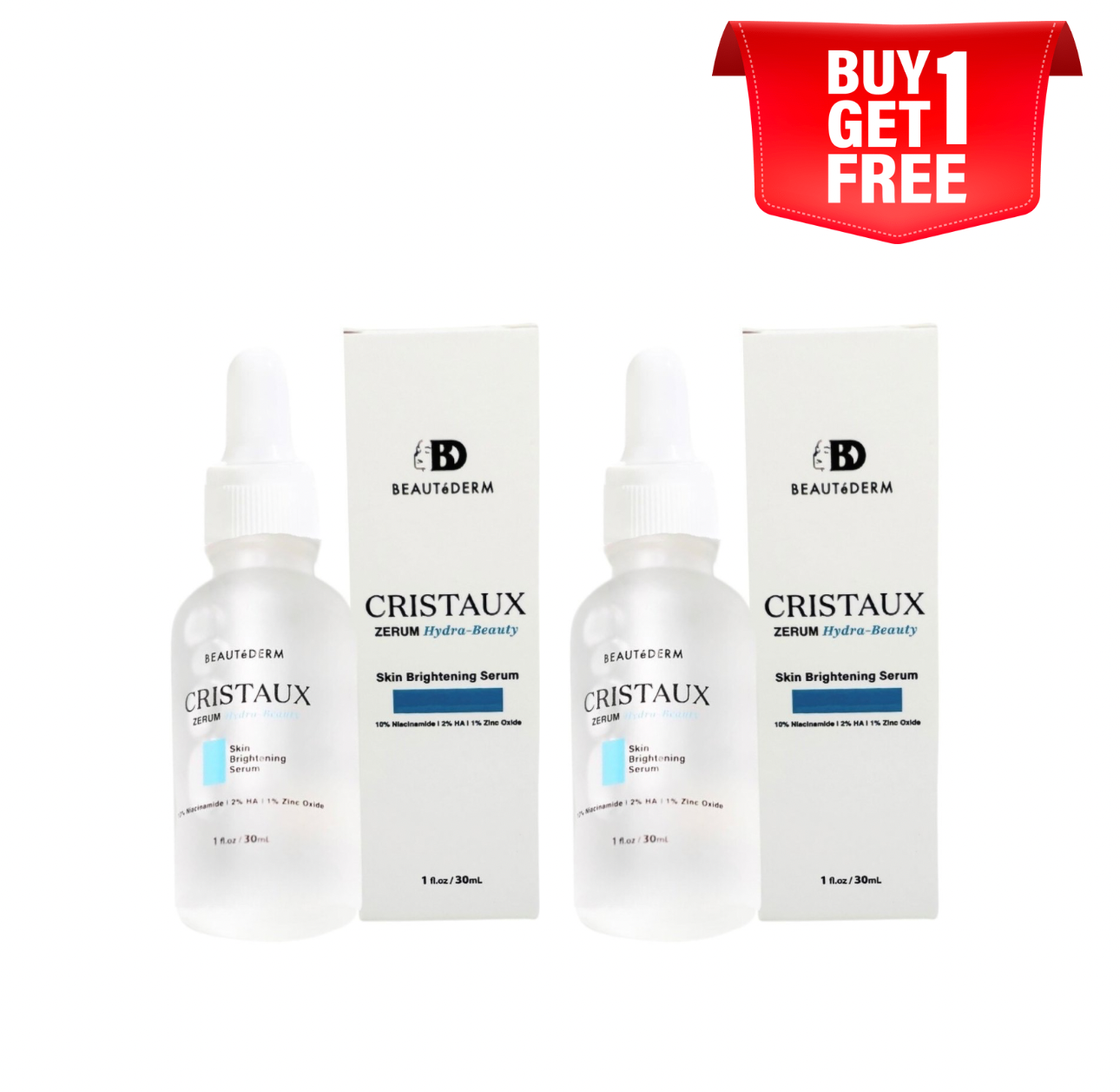 BUY 1 GET 1 FREE - Cristaux Zerum Hydra-Beauty 30ml (Skin Brightening Serum)