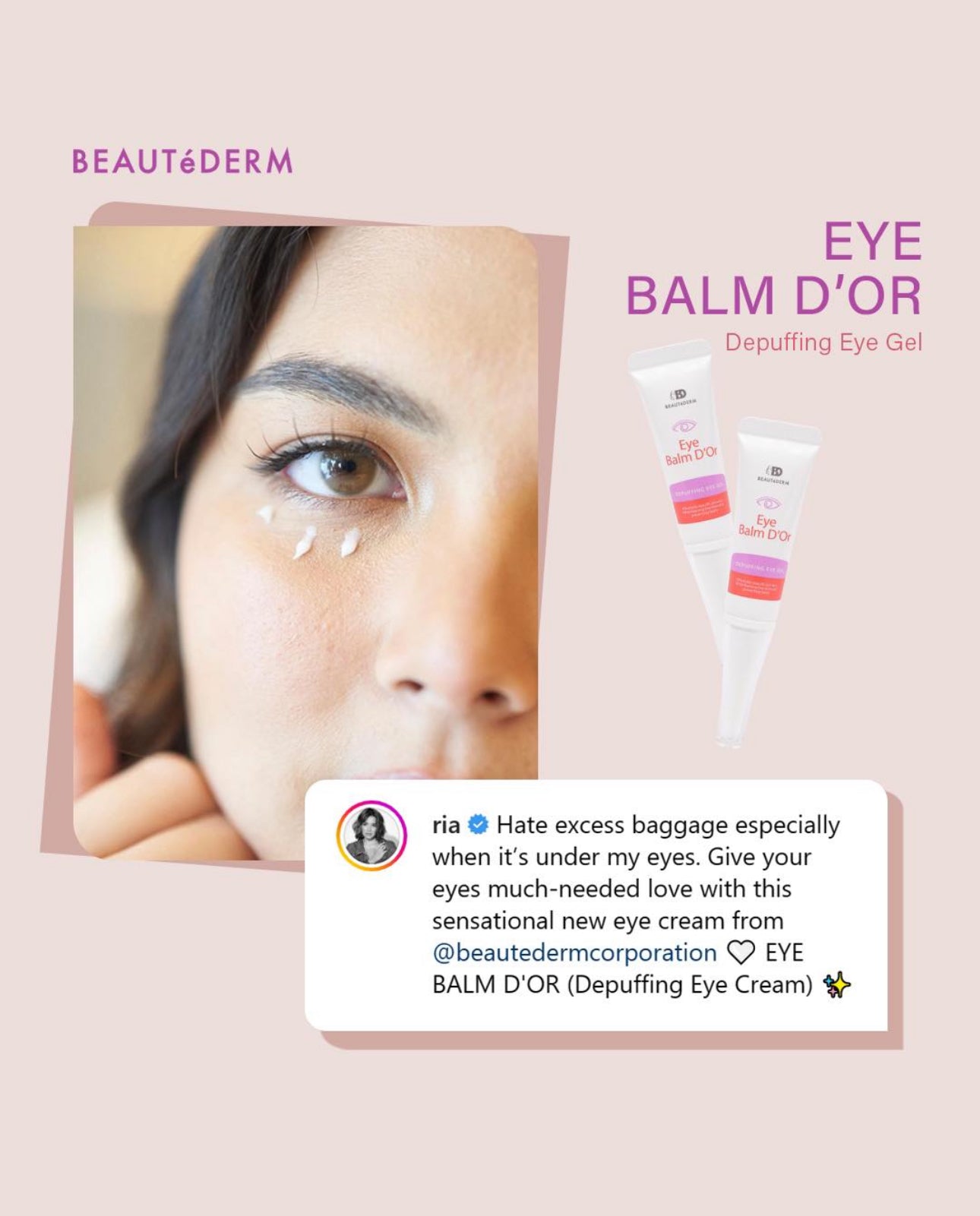 Eye Balm D'OR (DEPUFFING EYE GEL) 10ML - beautederm undereye cream happy customer review 