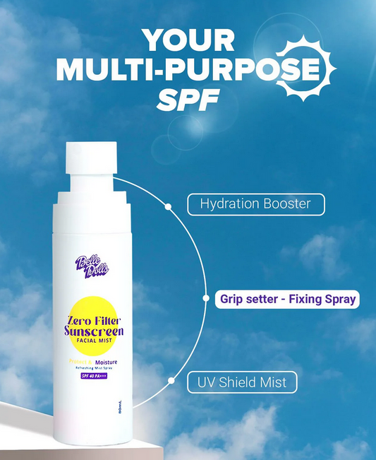 Belle Dolls Zero Filter Lightweight Sunscreen Facial Mist 80ml SPF40