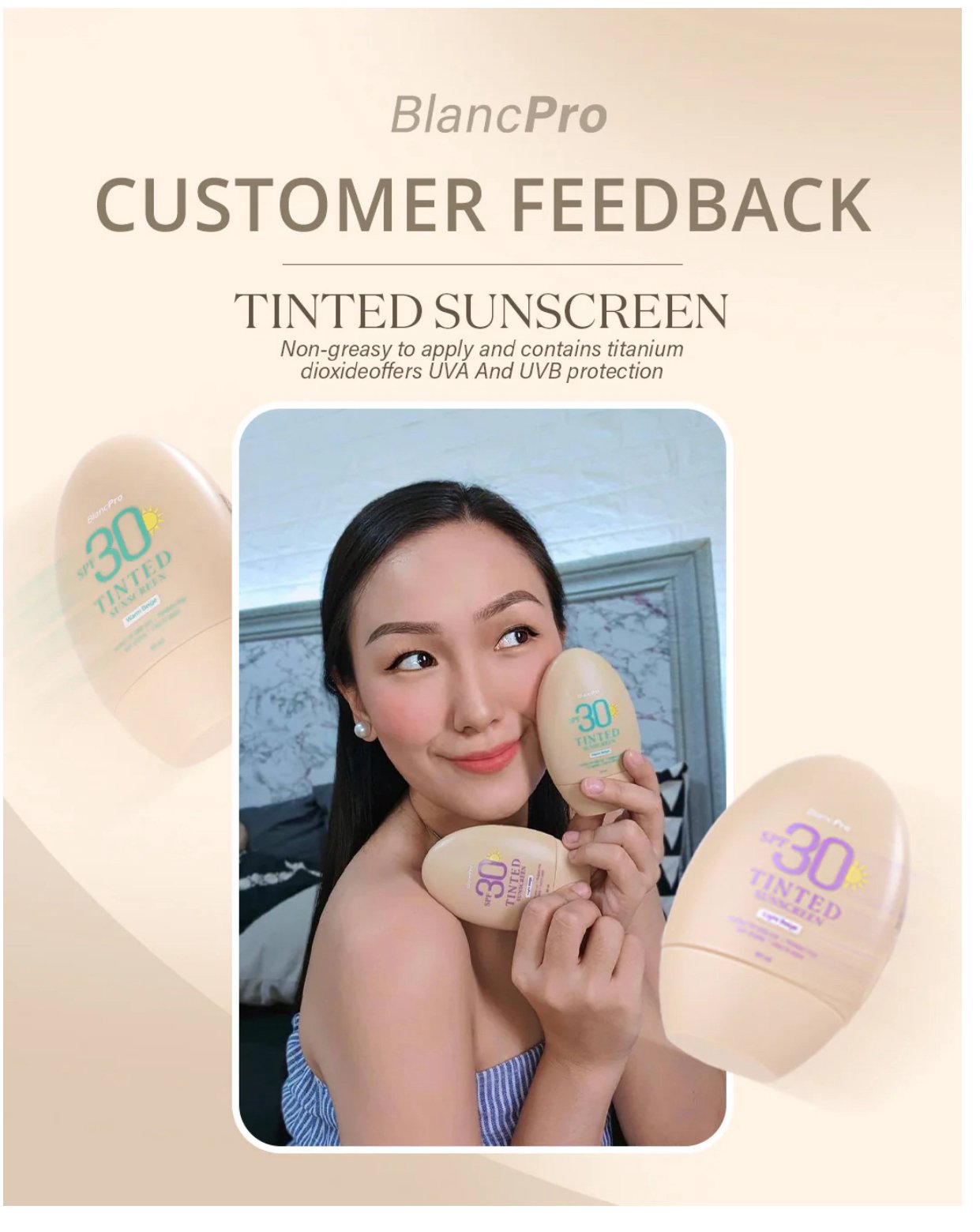 Beautederm customer feedback for Tinted Sunscreen 50ml SPF 30