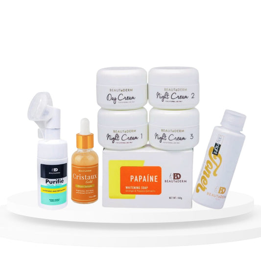 Beautederm Beautè Set includes :-  Regular Set - 60ml Toner( 2 months use) Purifie Facial Wash with Brush (100ml) Cristaux Gold Elixir Serum (30ml) - beautyderm